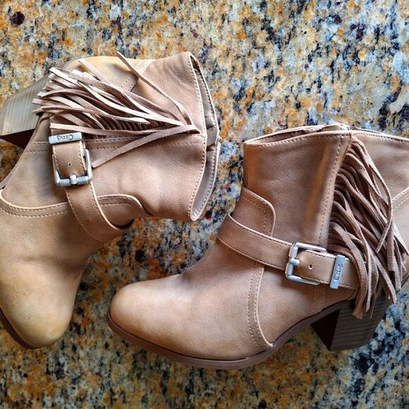 Festival Fringe Ankle Booties Leah beige zip 7.5M CIRCUS by SAM EDELMAN Boots - Picture 3 of 15